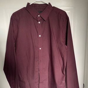 Burgundy mens polka dot dress shirt